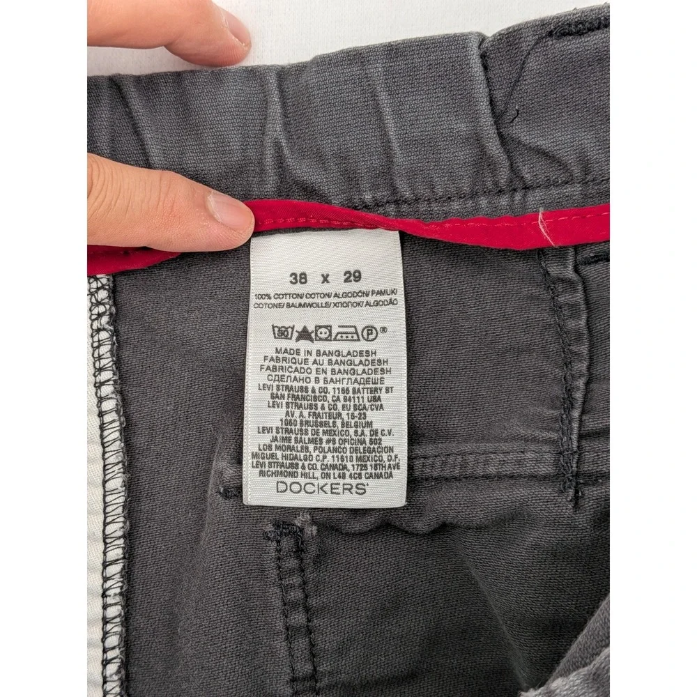 Dockers D3 Classic Fit Cargo Pants Mens 38x29 Gray Elastic Waist Utility